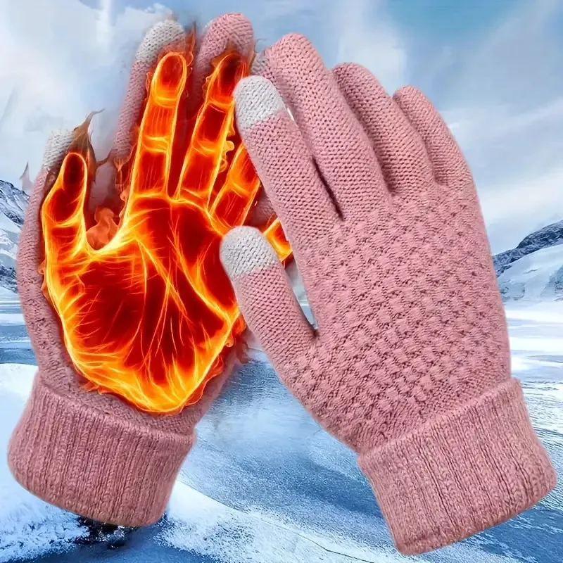 Soft Touchscreen Winter Gloves Elastic Cuff Knit for Cold Weather