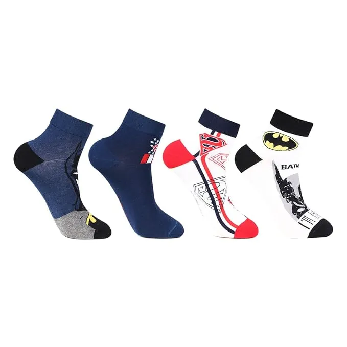 Superman and Batman Men's Socks - Pack of 4