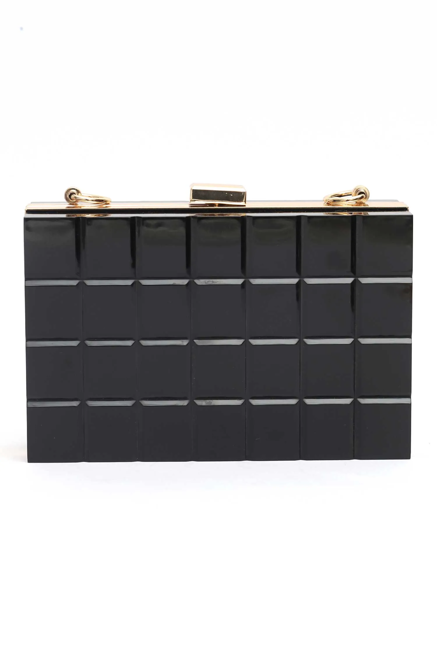 TRANSPARENT MOSAIC ACRYLIC CLUTCH-BLACK