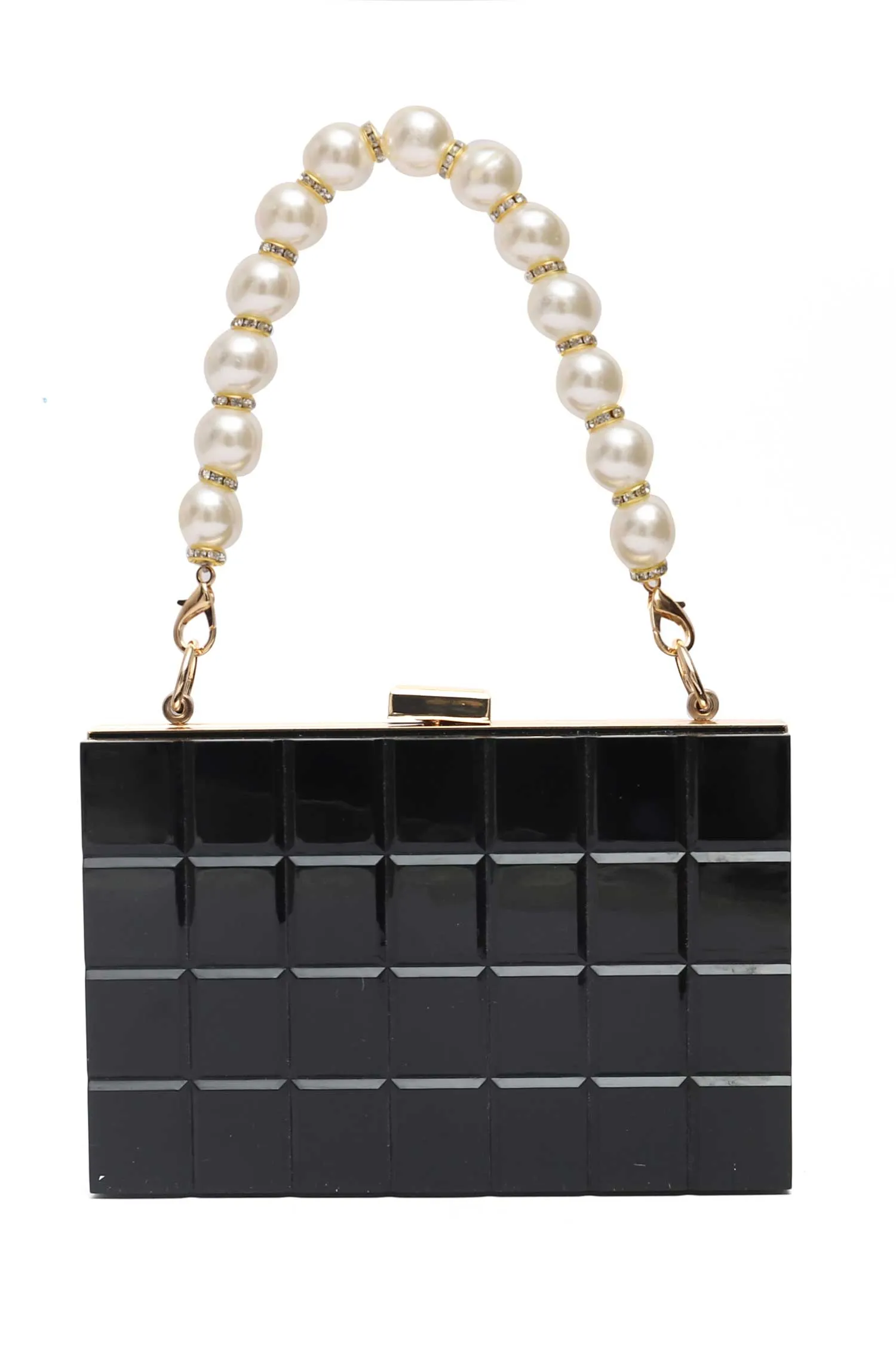 TRANSPARENT MOSAIC ACRYLIC CLUTCH-BLACK