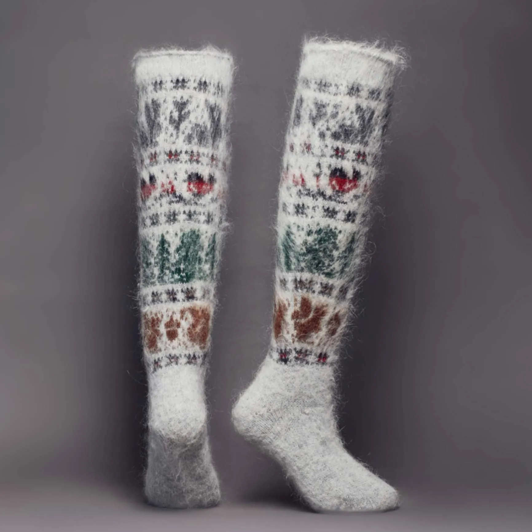 Unisex Forest Friends Goat Wool Knee-High Socks