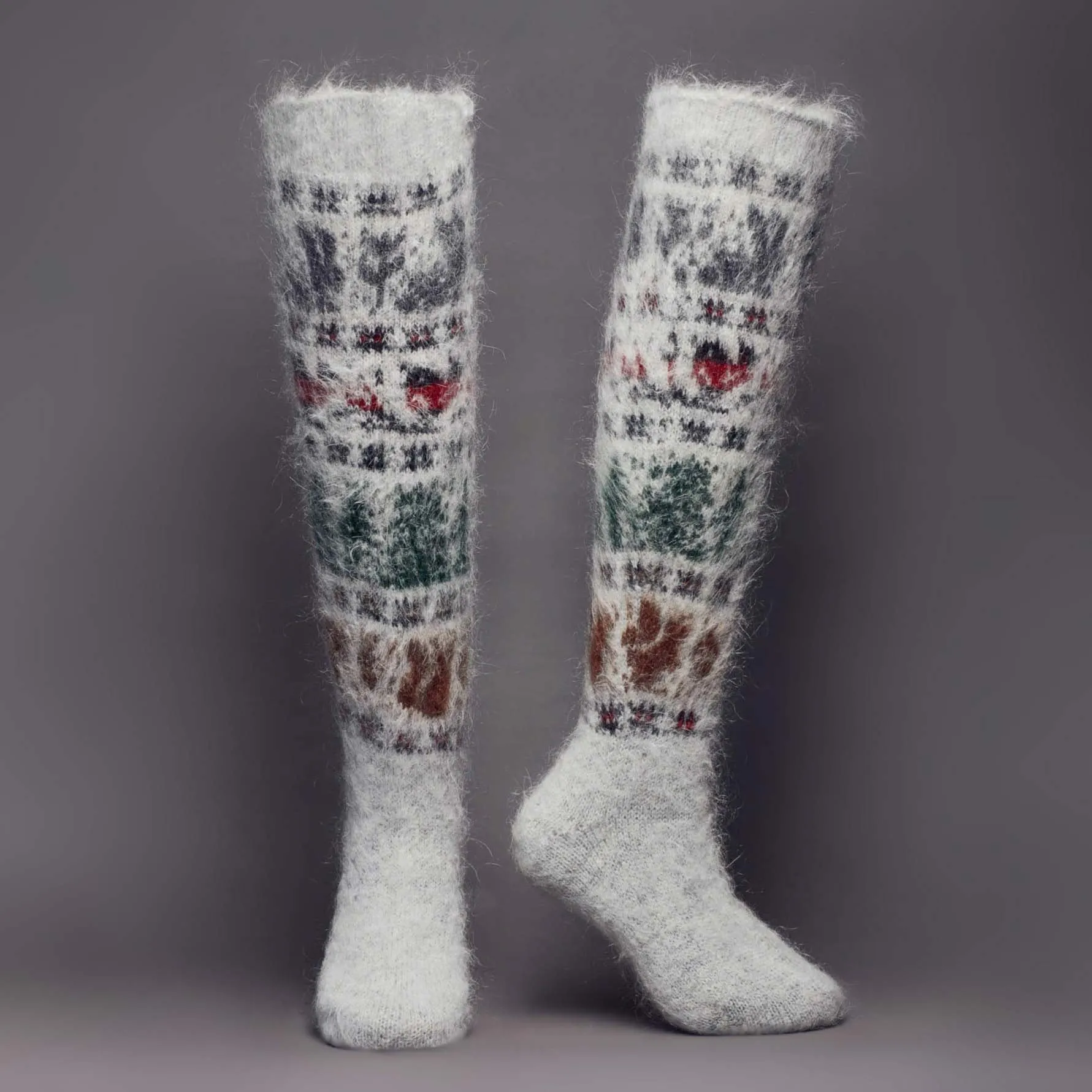 Unisex Forest Friends Goat Wool Knee-High Socks