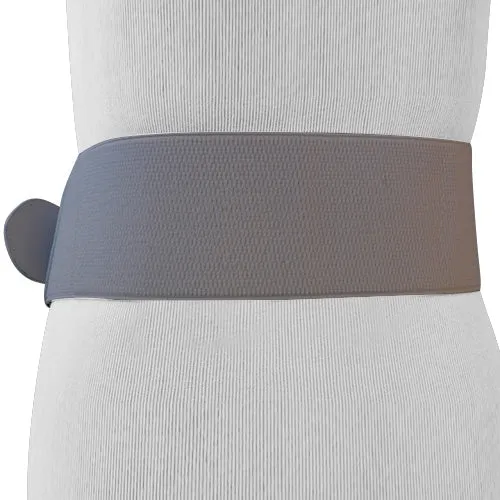 White Faux Leather Wide Stretch Belt with Covered Belt Buckle