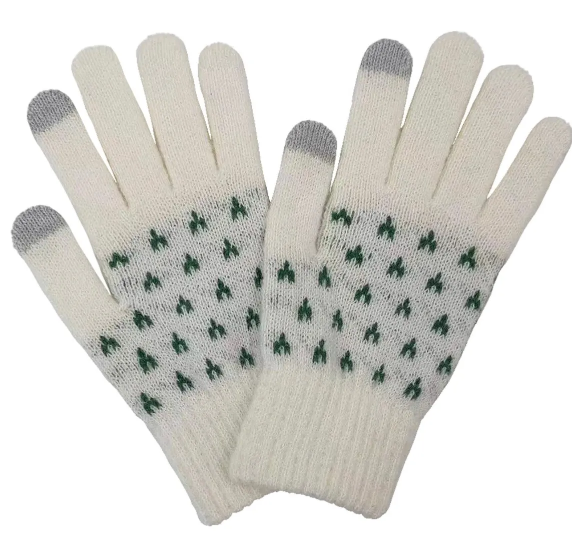 Winter knit holiday gloves with smart texting fingers