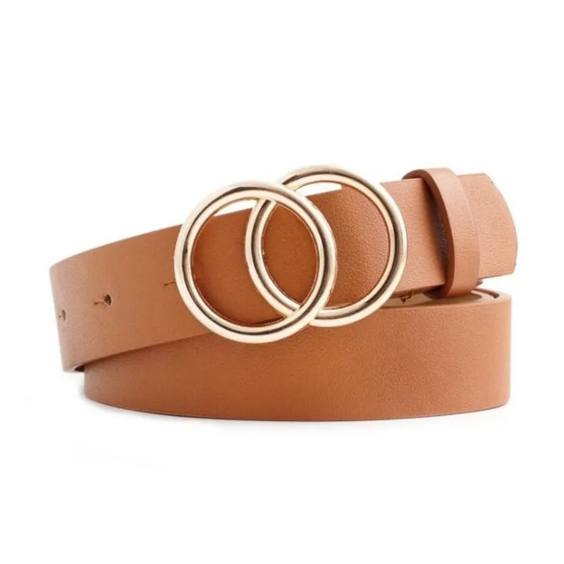 Women's Leisure Double Ring Metal Buckle Waist Belts